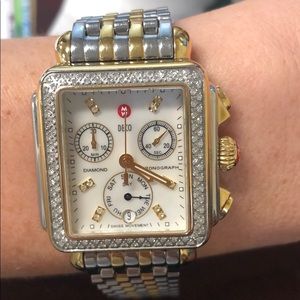 Deco diamond dial two tone watch case 33mmx35mm